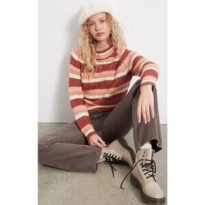 MINKPINK Striped Sweater Orange Pink Pullover Crewneck Womens Small